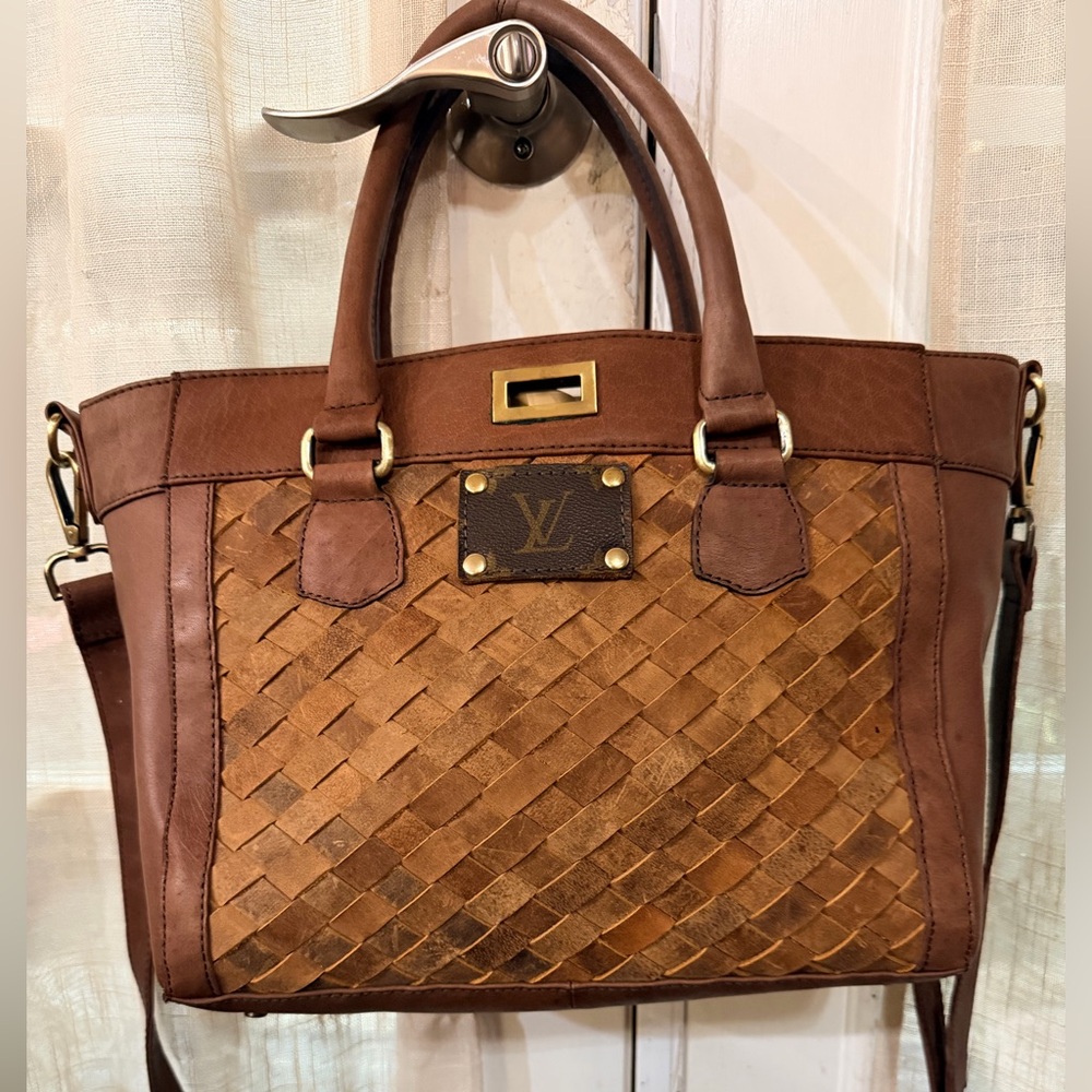 American Darling Brown Woven Leather Tote